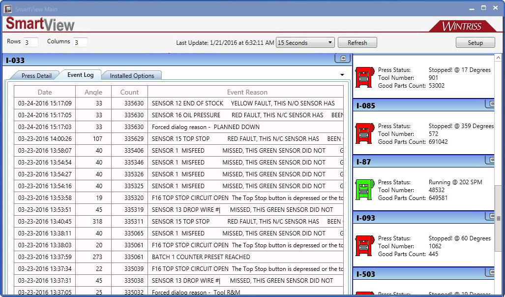 SmartView Event Log