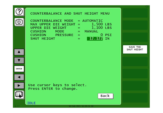 Counterbalance Programming Menu